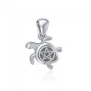Sea Turtle with Pentacle Silver Pendant TPD5205 - Peter Stone Wholesale
