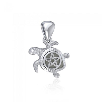 Sea Turtle with Pentacle Silver Pendant TPD5205