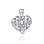 Silver Sea Turtles with Celtic Triquetra in Heart Pendant TPD5211