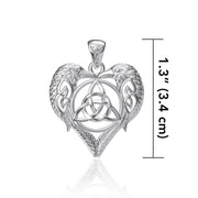 Silver Ravens Crows with Celtic Triquetra in Heart Pendant TPD5213 Pendant