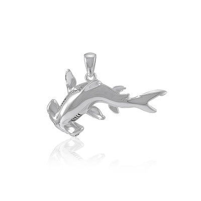 Swimming Hammerhead Shark Silver Pendant TPD5222 Pendant