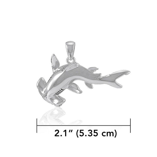 Swimming Hammerhead Shark Silver Pendant TPD5222