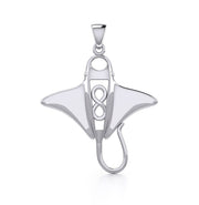 Silver Manta Ray with Infinity Symbol Pendant TPD5230 - Peter Stone Wholesale