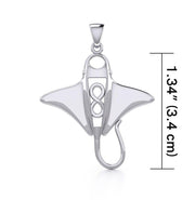 Silver Manta Ray with Infinity Symbol Pendant TPD5230