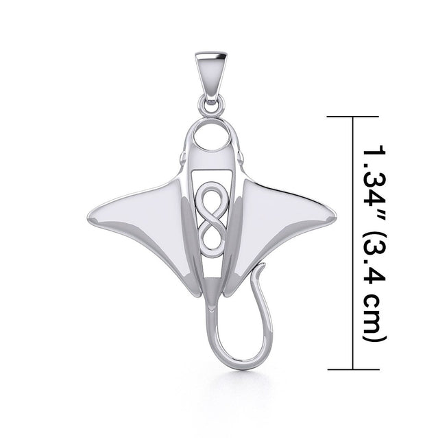 Silver Manta Ray with Infinity Symbol Pendant TPD5230