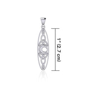 Celtic Trinity Knot and Crescent Moon in Oval Shape Silver Pendant TPD5234 - Peter Stone Wholesale