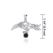 Celtic Spirit Raven with Gemstone Silver Pendant TPD5252