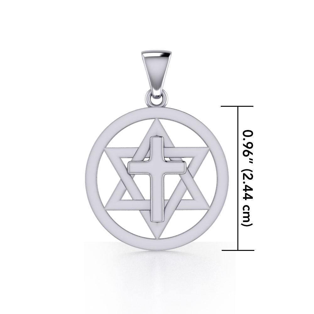 Cross Star Of David Silver Pendant TPD526 Jewerly