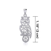 Owl with Flower of Life Silver Pendant TPD5266