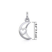 The Heart in Crescent Moon Silver Pendant TPD5267