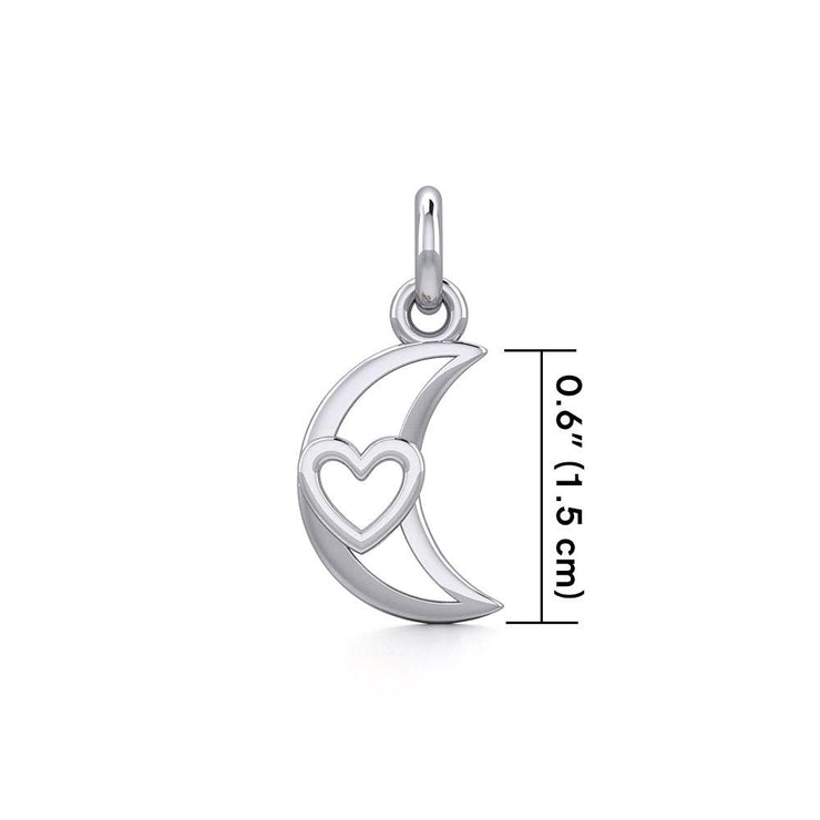 The Heart in Crescent Moon Silver Pendant TPD5267