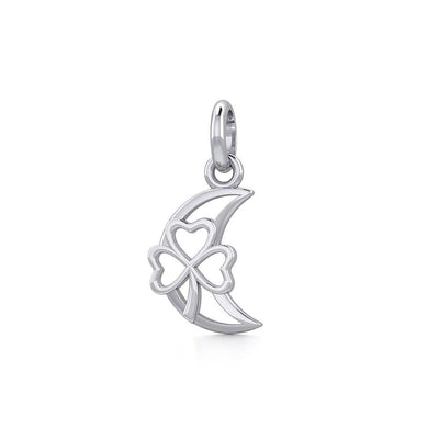 The Shamrock in Crescent Moon Silver Pendant TPD5268 - Peter Stone Wholesale