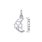 The Shamrock in Crescent Moon Silver Pendant TPD5268
