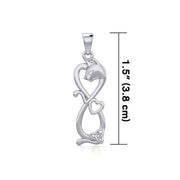Infinity Cat with Heart and Celtic Trinity Knot Silver Pendant TPD5279