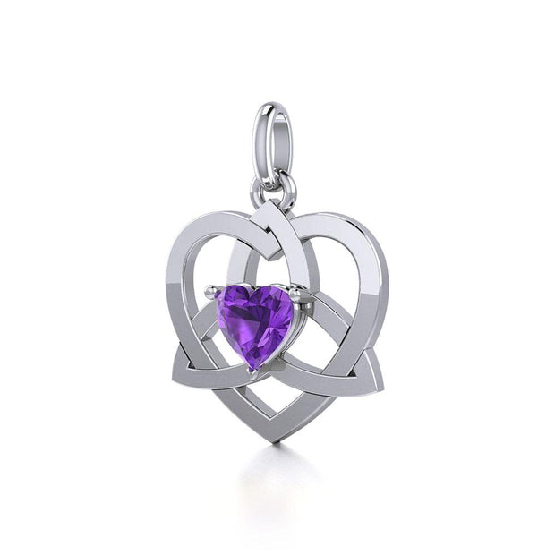 The Celtic Trinity Heart Silver Pendant with Gemstone TPD5287