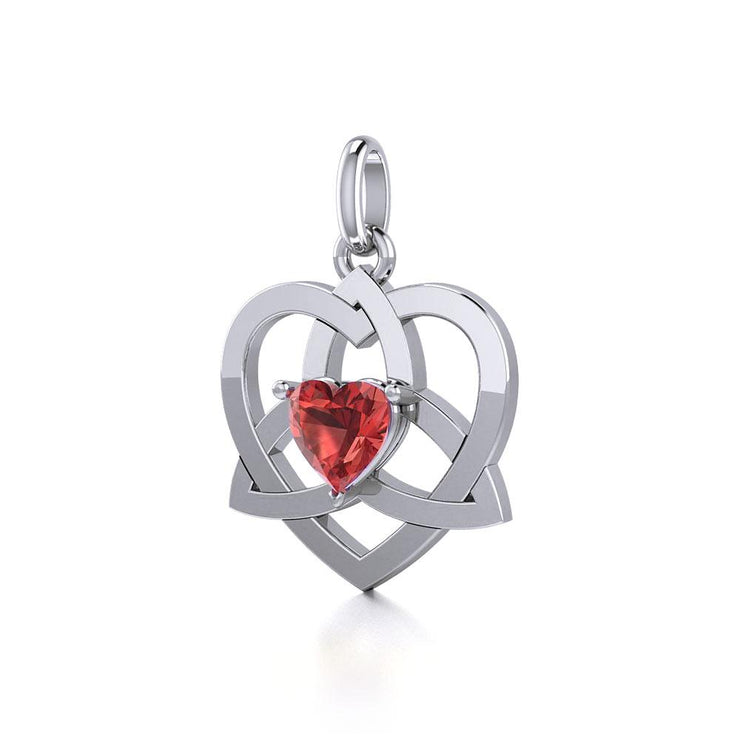 The Celtic Trinity Heart Silver Pendant with Gemstone TPD5287 - Peter Stone Wholesale