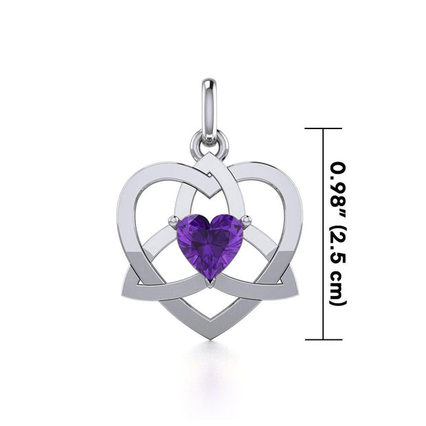 The Celtic Trinity Heart Silver Pendant with Gemstone TPD5287