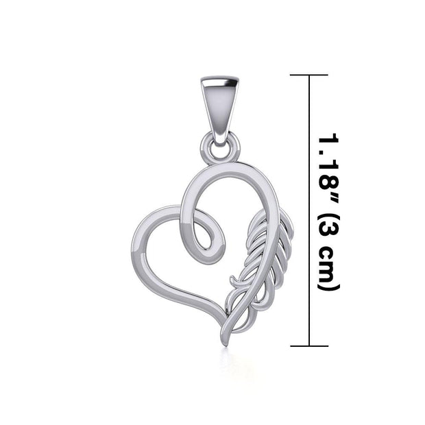 Silver Heart with Feather Pendant TPD5288
