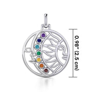 Sun and Moon Silver Pendant with Chakra Gemstone TPD5290