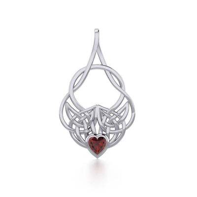 Celtic Knotwork Silver Pendant with Heart Gemstone TPD5292