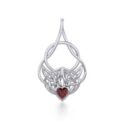 Celtic Knotwork Silver Pendant with Heart Gemstone TPD5292