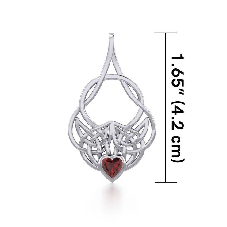 Celtic Knotwork Silver Pendant with Heart Gemstone TPD5292