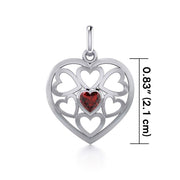 Hearts in Heart Silver Pendant with Gemstone TPD5293