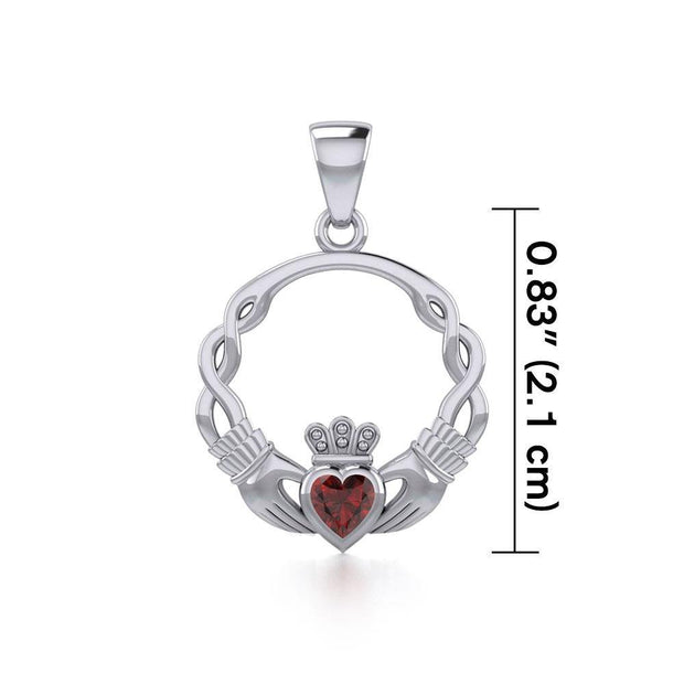 Silver Claddagh Silver Pendant with Gemstone TPD5294