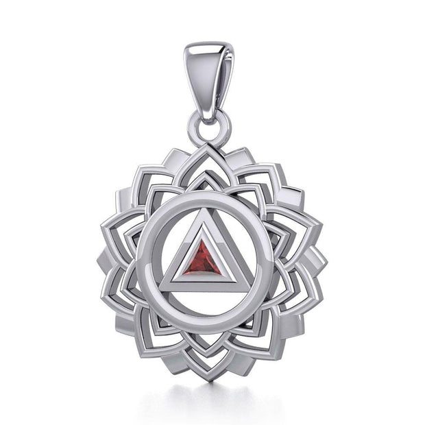 Crown Chakra with Recovery Gemstone Symbols Silver Pendant TPD5307