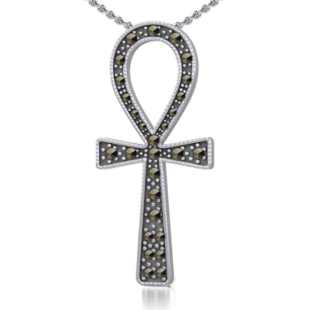 Sterling Silver Ankh Pendant with Marcasite TPD5317