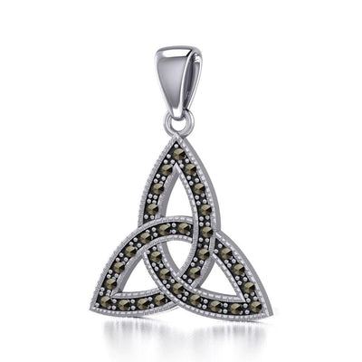 Sterling Silver Celtic Trinity Knot Pendant with Marcasite TPD5318