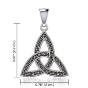 Sterling Silver Celtic Trinity Knot Pendant with Marcasite TPD5318