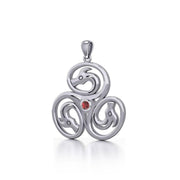 Celtic Triskele Dragon Silver Pendant with Gemstone TPD5326