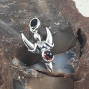 Goddess with Crescent Moon Silver Pendant with Gemstone TPD5333 - Wholesale Jewelry