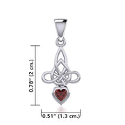 Celtic Witches Knot Silver Pendant with Heart Gemstone TPD5334