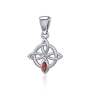 Celtic Quaternary Knot Silver Pendant with Gemstone TPD5336