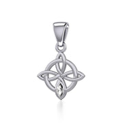 Celtic Quaternary Knot Silver Pendant with Gemstone TPD5336
