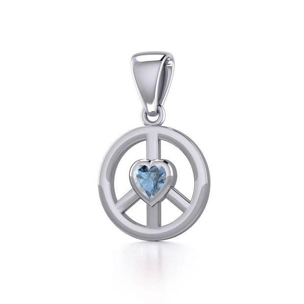 Peace Silver Pendant with Heart Gemstone TPD5339