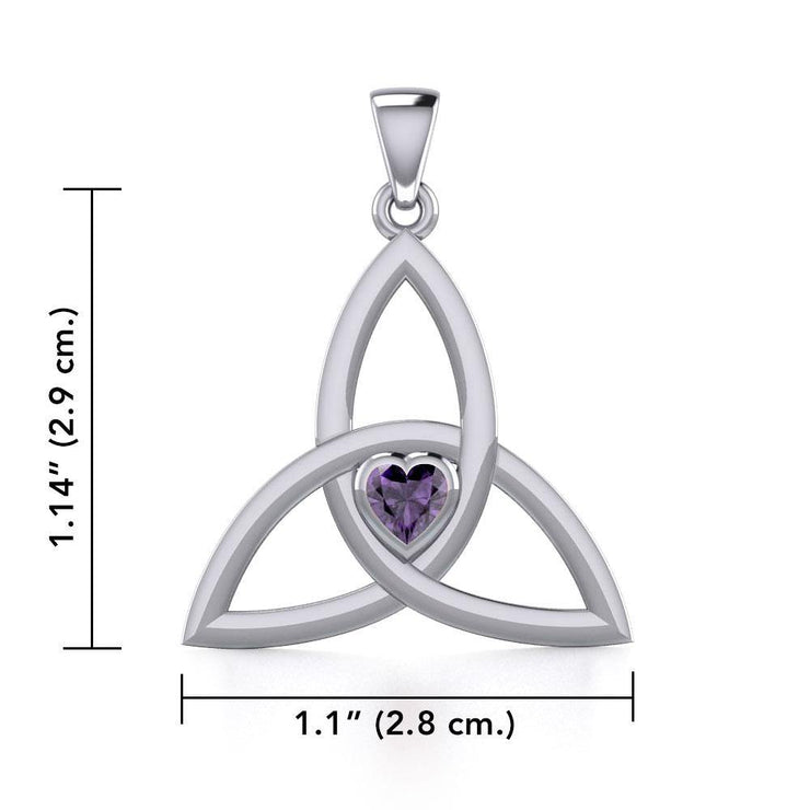 The Celtic Trinity Knot Silver Pendant with Heart Gemstone TPD5342