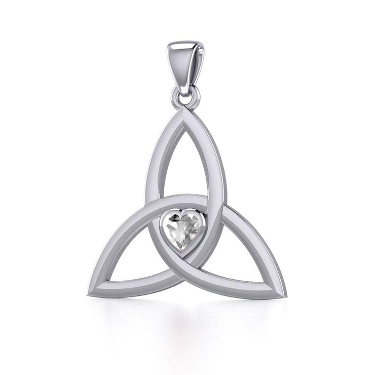 The Celtic Trinity Knot Silver Pendant with Heart Gemstone TPD5342