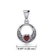 Celtic Knot Silver Pendant with Heart Gemstone TPD5343