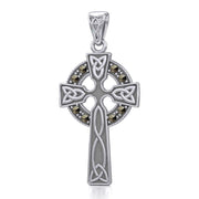 Celtic Cross Silver Pendant with Marcasite TPD5346