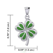 Lucky Four Leaf Clover Silver Pendant with Enamel TPD5349