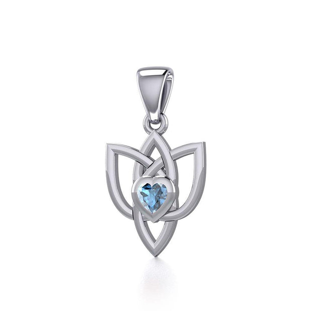 Celtic Knotwork Silver Pendant with Heart Gemstone TPD5354