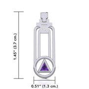 Modern Geometric Recovery Silver Pendant with Gemstone TPD5356