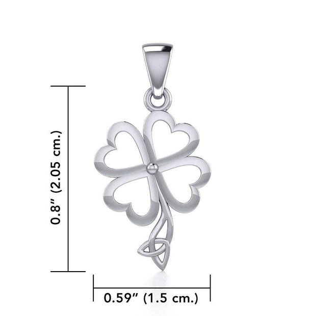 Four Leaf Clover with Trinity Knot Silver Pendant TPD5357