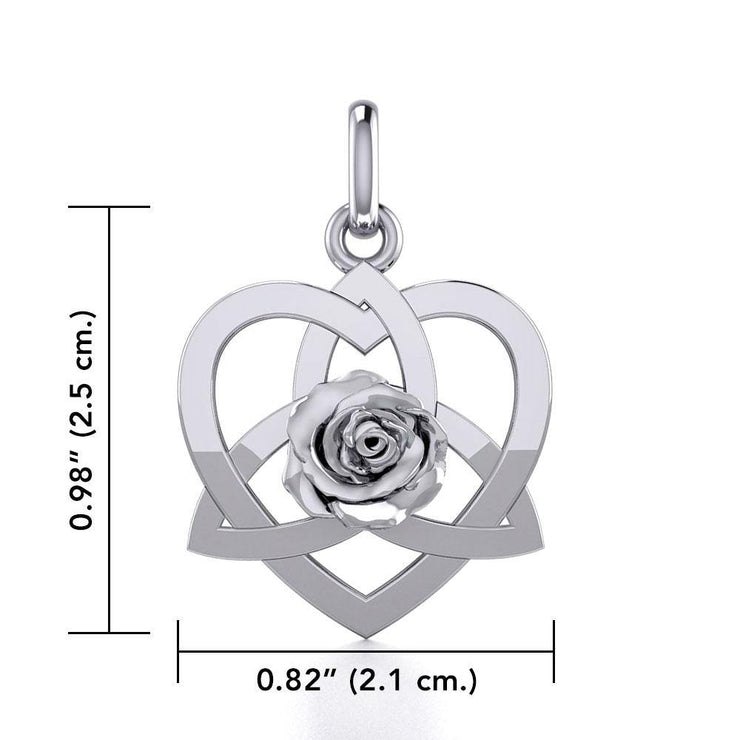 Trinity in Heart with Rose Silver Pendant TPD5360