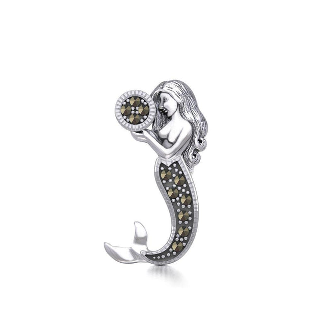 The Goddess Mermaid Silver Pendant with Marcasite TPD5364