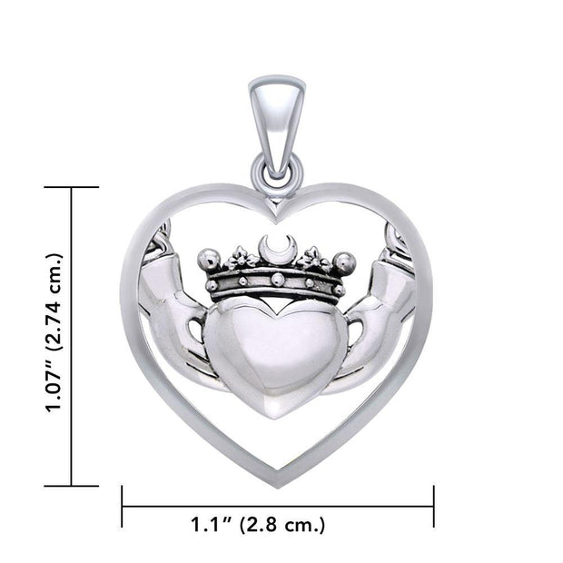 Cari Buziak Claddagh in Heart Silver Pendant TPD5367