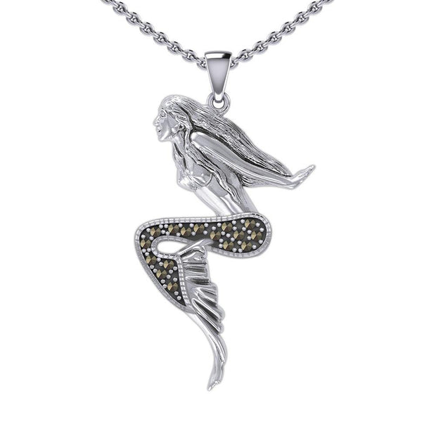 The Goddess Mermaid Silver Pendant with Marcasite TPD5369